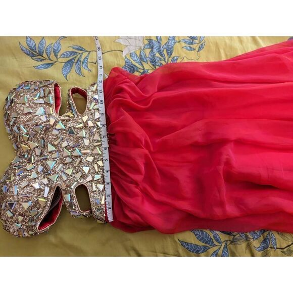 la femme prom 18602 jeweled bustier dress with fuschia chiffon skirt euc sz 2 - Picture 8 of 8